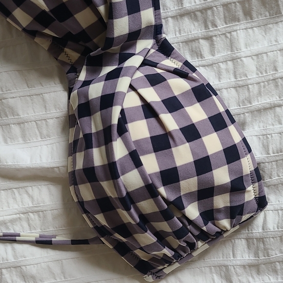 J Crew Blue Gingham Bandeau - Picture 2 of 8